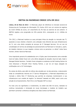 EBITDA DA MAINROAD CRESCE 23% EM 2012