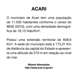 O município de Acari tem uma população de 11.035