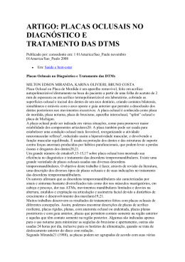 artigo: placas oclusais no diagnóstico e tratamento das dtms