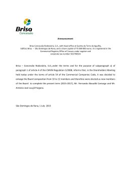 Announcement Brisa – Concessão Rodoviária, S.A.,under the terms
