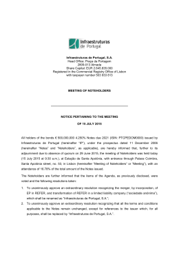 Notice Pertaining to the meeting of 15 July 2015