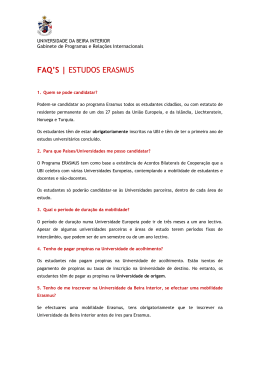 FAQ`S | ESTUDOS ERASMUS - Universidade da Beira Interior