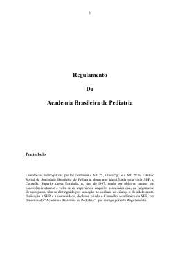 Regulamento da ABP - Sociedade Brasileira de Pediatria