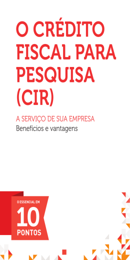O crédito fiscal para pesquisa (CIR)