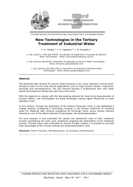 New Technologies in the Tertiary Treatment of Industrial Water