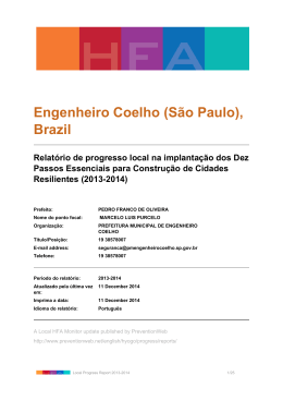 Engenheiro Coelho (São Paulo, Brazil): Relatório