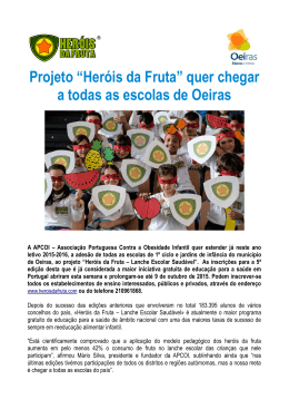 Projeto “Heróis da Fruta” quer chegar a todas as escolas de Oeiras