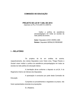 COMISSÃO DE EDUCAÇÃO PROJETO DE LEI No 7.646, DE 2014 I