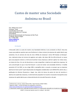 Custos de manter uma Sociedade Anônima no Brasil