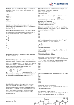 Exercícios Matemática - Polinômios