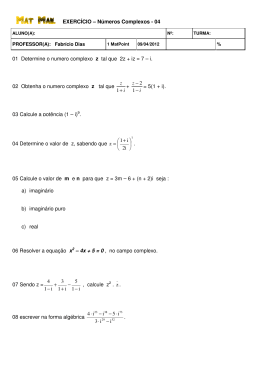 01 Determine o numero complexo z tal que 2z + iz