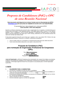 Proposta de Candidatura (PdC) a OPC de uma Reunião