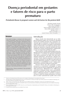 Doença periodontal em gestantes e fatores de risco para o parto