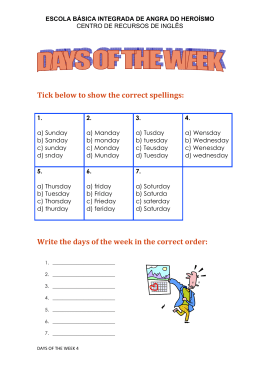 Write the days of the week in the correct order