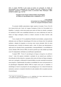 O projeto Texton II para ensino de leitura em português: do Objeto