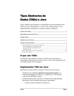 Tipos Abstractos de Dados (TADs) e Java