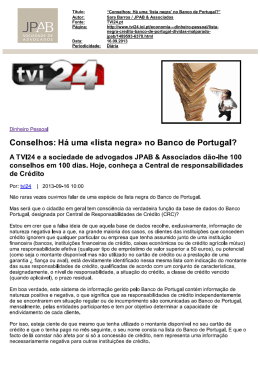 Título: “Conselhos: Há uma `lista negra` no Banco de Portugal
