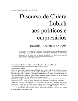 Discurso de Chiara Lubich aos políticos e empresários