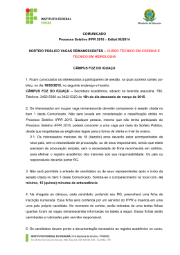 COMUNICADO Processo Seletivo IFPR 2015 – Edital 05/2014