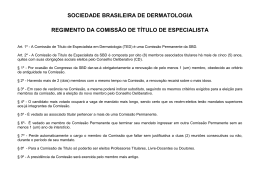 Regimento da Comissão TED - Sociedade Brasileira de Dermatologia