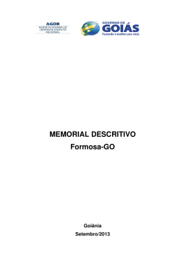 MEMORIAL DESCRITIVO Formosa-GO