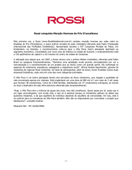Rossi conquista Menção Honrosa do Prix D