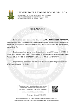 DECLARAÇÃO UNIVERSIDADE REGIONAL DO CARIRI
