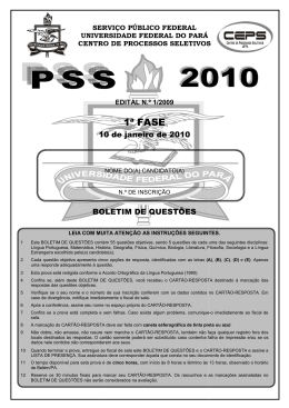 PSS 2010 1ª Fase - Ceps - Universidade Federal do Pará