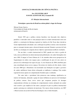 Relações Internaciona - Associação Brasileira de Ciência Política