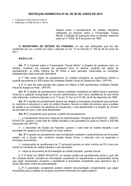 Instrução Normativa n. 06, de 08 de junho de 2015. - Sefa