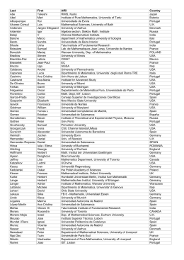 Full List of Participants - Departamento de Matemática
