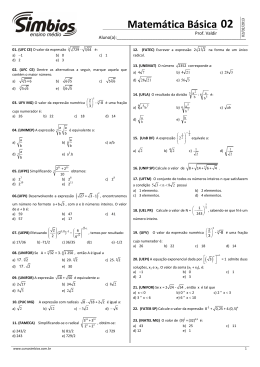 03. SB-03 - Lista 02 - Matemática Básica - Radiciação