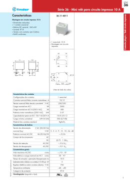 Características Série 36 - Mini relé para circuito impresso 10 A