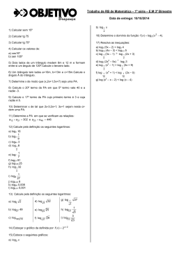 Trabalho de RB de Matemática – 1ª série – E.M 3º Bimestre Data de