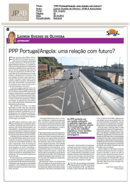 Título: “PPP Portugal/Angola: uma relação com futuro?” Autor