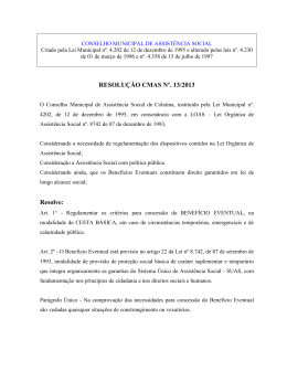 Resolução Nº 13/2013 - Prefeitura Municipal de Colatina