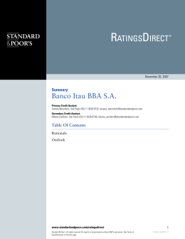 Report by Standard & Poors on Itaú BBA