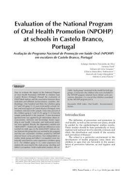 Evaluation of the National Program of Oral Health Promotion (NPOHP)