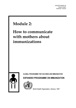Module 2: How to communicate with mothers about immunizations