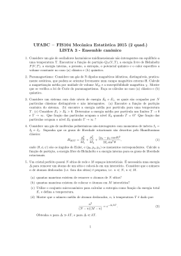 UFABC FIS104 Mecânica Estat´ıstica 2015 (2 quad.) LISTA 3