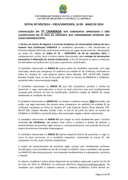 EDITAL Nº 029/2014 – CRCA/UNIFESSPA, 16 DE MAIO DE 2014