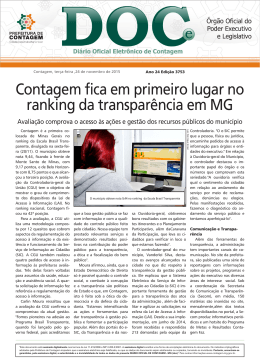 Contagem fica em primeiro lugar no ranking da transparência em MG