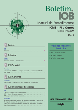 IOB - ICMS/IPI - Pará - nº 03/2014
