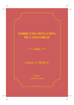 SOBRE UMA NOVA LISTA DE CATEGORIAS Charles S. PEIRCE