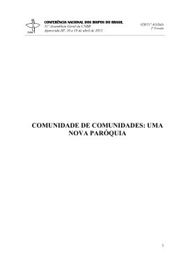 COMUNIDADE DE COMUNIDADES: UMA NOVA PARÓQUIA