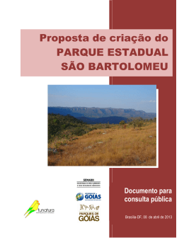 Proposta de criação do PARQUE ESTADUAL SÃO BARTOLOMEU