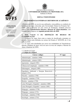 Edital 025/UFFS/2010 – Transferências Internas e Retorno de