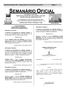 Semanário Oficial Nº 2.297 - Prefeitura Municipal de Campina Grande