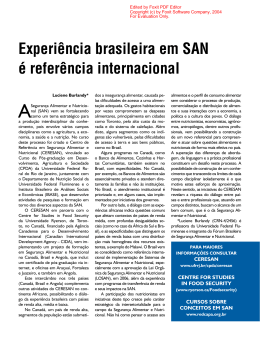 Experiência brasileira em SAN é referência internacional