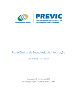 Plano Diretor de Tecnologia da Informação 2013/2015 da Previc